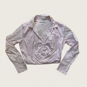 Abercrombie & Fitch Pink Ruched Button Down Shirt Long Sleeve Size M Y2K